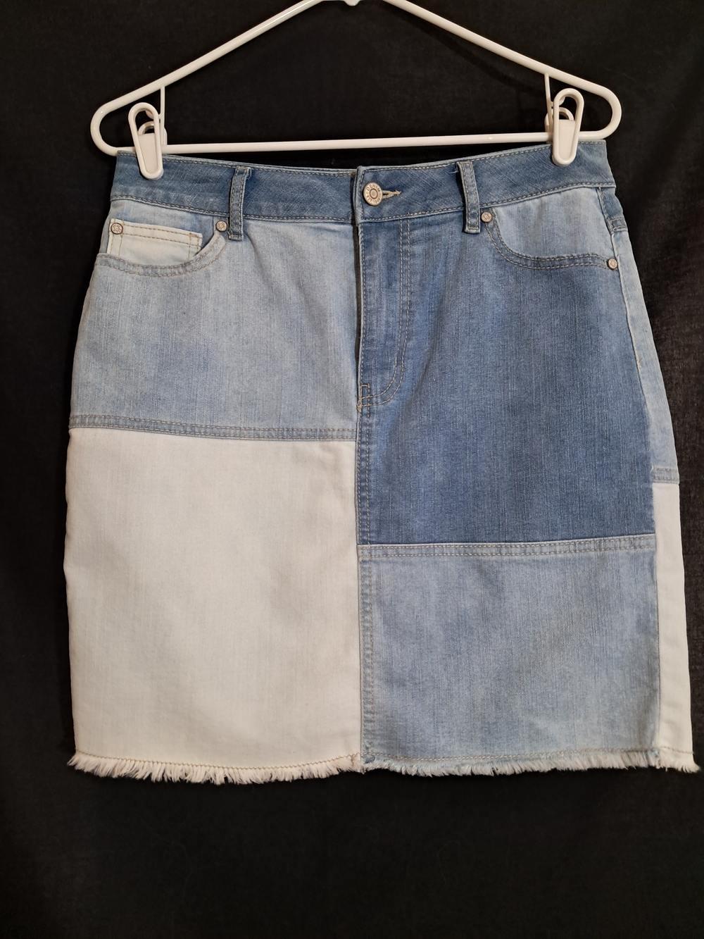 Old Navy Patchwork Denim Mini Skirt - Light Blue & Medium Blue